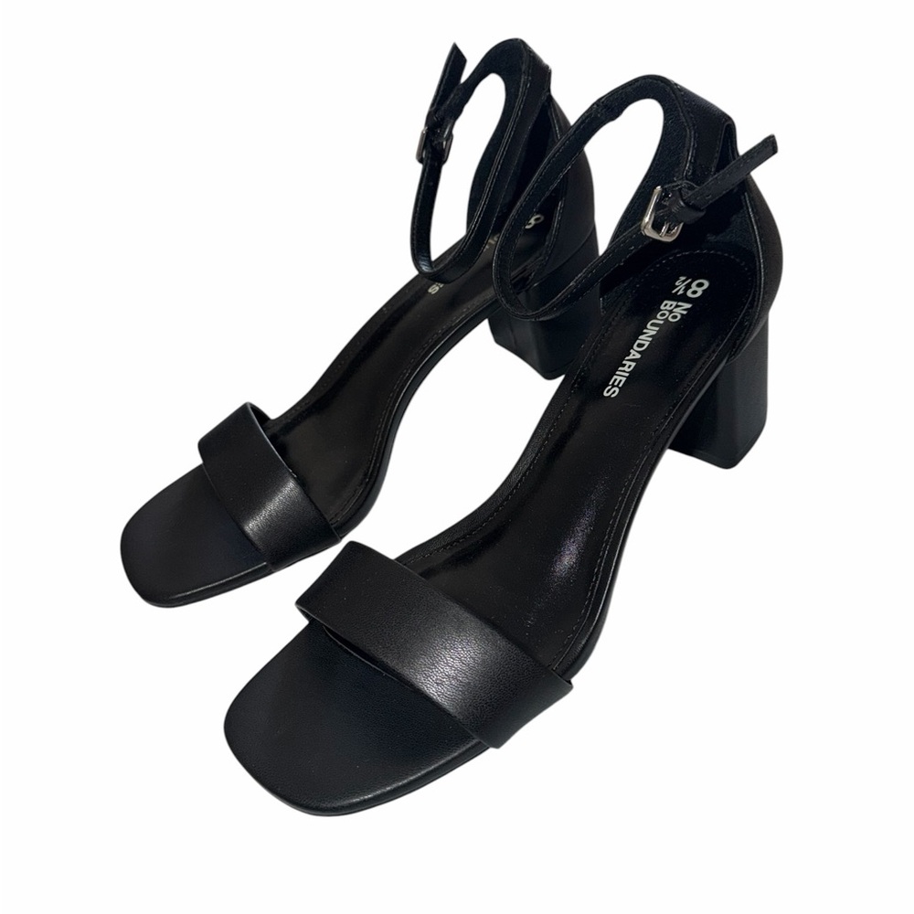 🚨CLEARANCE SALE🚨 Black squared Block Heel Ankle Strap summer Sandals - Picture 3 of 5